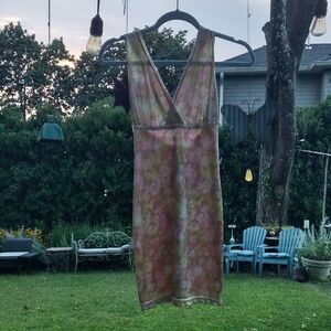 beautiful golden halter mini dress size large (runs large see description)